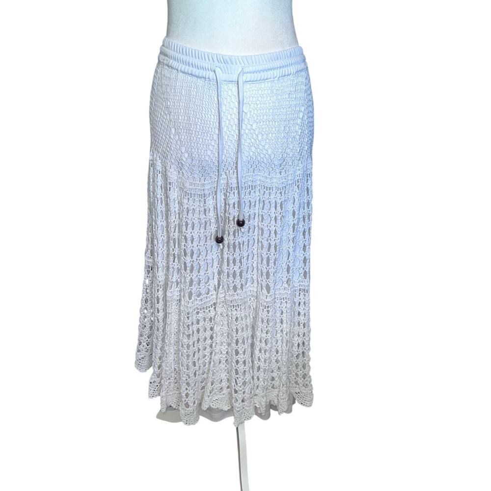 Vintage crochet white boho maxi skirt sz 2x